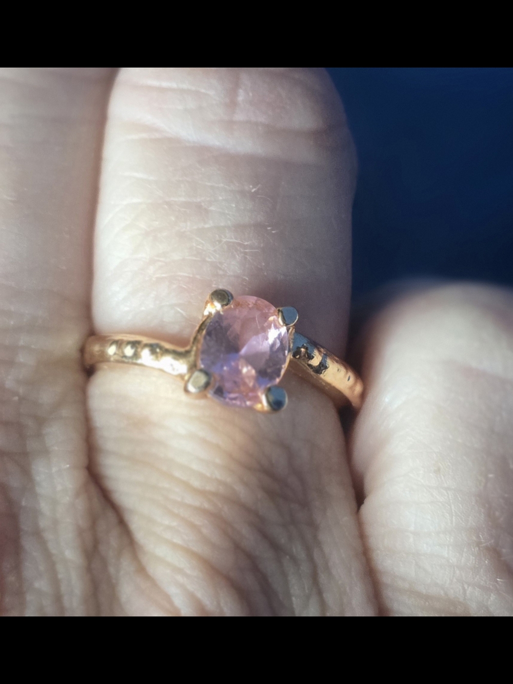 Rose Gold Pink Stone Solitaire Ring